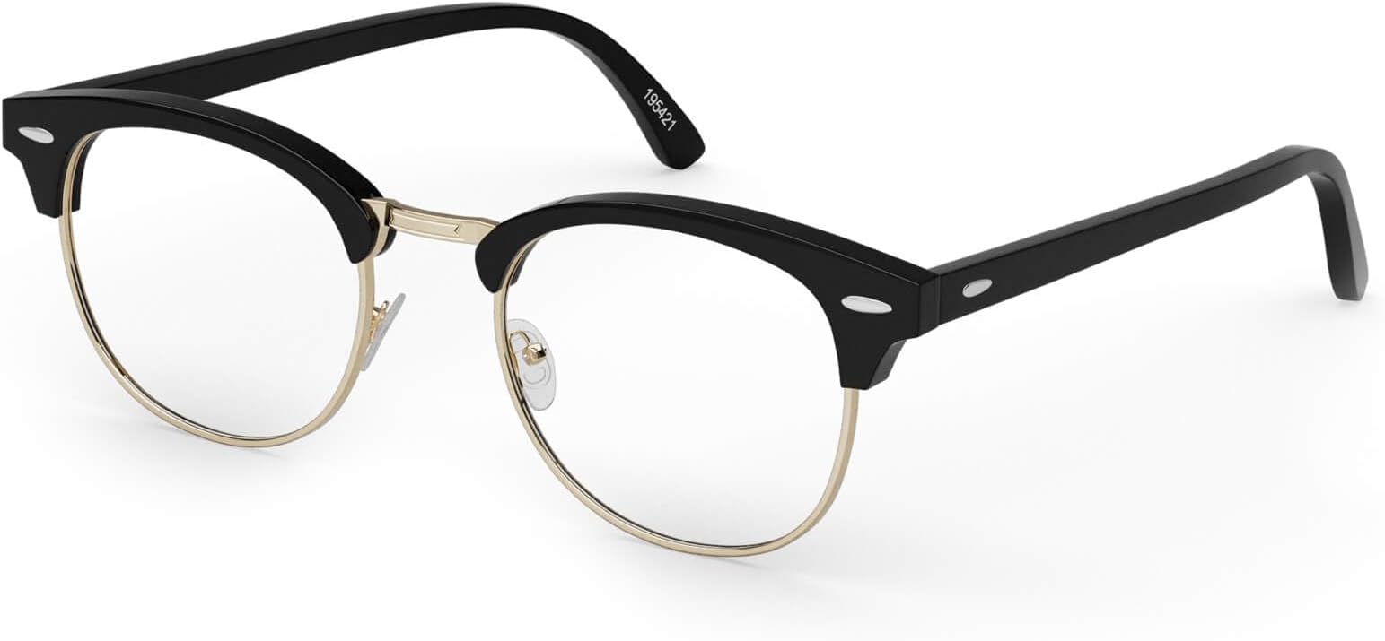 Zenni Optical Blue Light Blocking Glasses for Men and Women, Ideal for Work, Gaming, TV, Anti-Overexertion, UV Protection (Black Gold), Black Tortoiseshell - Retro Headline Frame