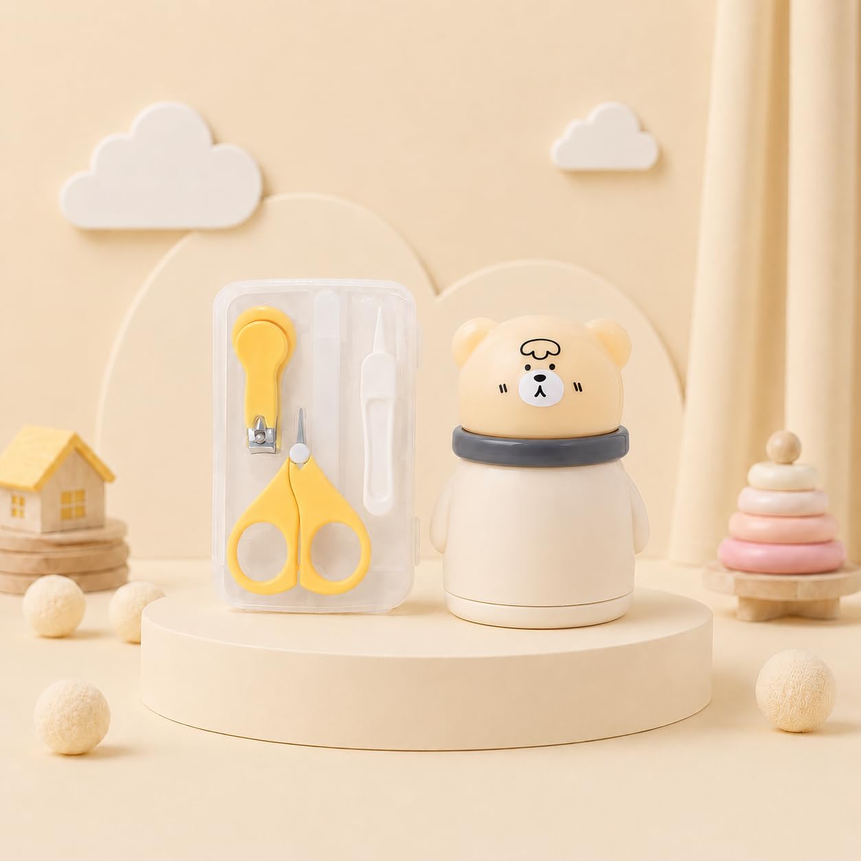 The Cheeky Kidzz Baby 4 in 1 Grooming Nail Care Kit with Attractive Design Talcum Powder Puff Container & Protective Travel Case BPA Free for Babies (Design 66)-image-48