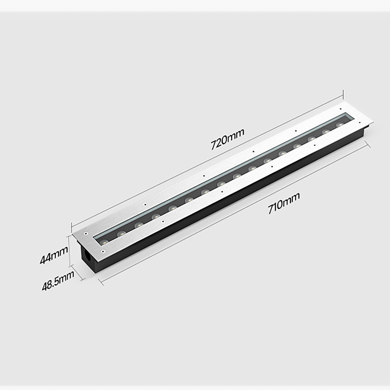 Foco de Exterior Rectangular para Suelo, Luces subterráneas de Tira Larga de 220 V CA, Foco LED para jardín Empotrado a Prueba de Agua IP67, para iluminación de paisajes de césped, terrazas,