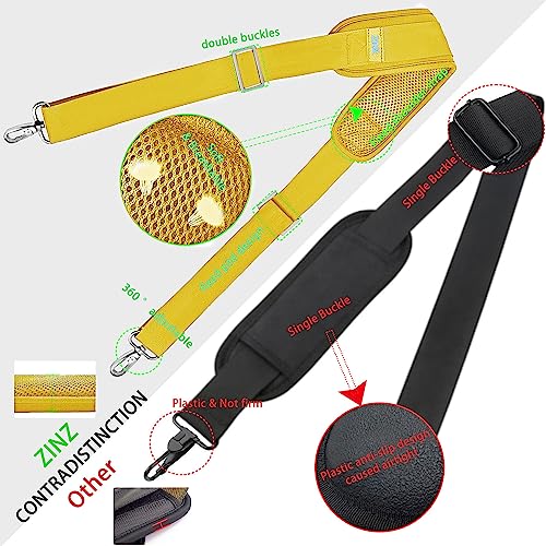 Image of ZINZ Shoulder Strap 78 inch Universal Handbag Strap with Ultra-Thick Fixed Padded and Dual Balanced Adjustable Buckles Shoulder Crossbody Strap for Briefcase Messenger Bag Laptop Bag Luggage,Yellow