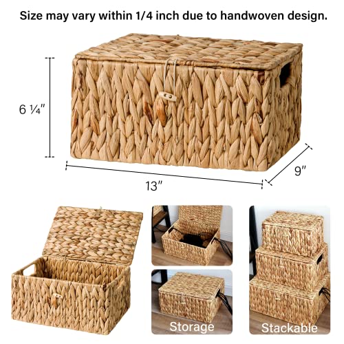 Image of StorageWorks Wicker Basket with Lid, Storage Baskets with Lids, Hyacinth