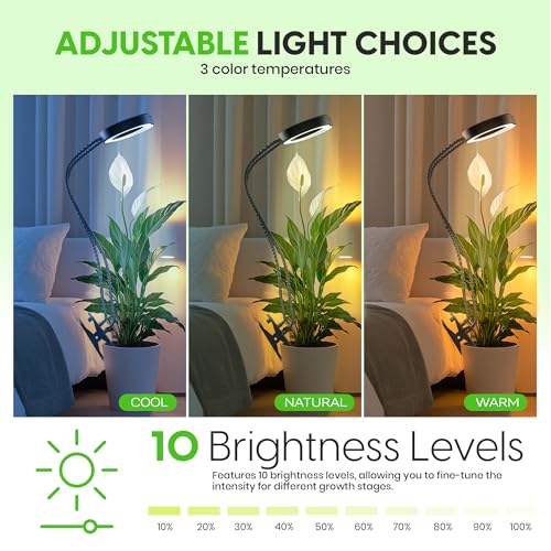 Image of OSANI LED Grow Lights for Indoor Plants, 24 inch Full Spectrum Plant Light with Gooseneck Clip On Clamp, Dimmable Desk Lamp, Auto Timer, Indoor Plant Grow Light