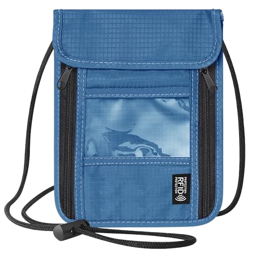 NOCHME Brustbeutel Brusttasche, Wasserdicht Klein Handy Reisepass Tasche Für Herren Mit RFID Blocker, Reisegeldbeutel Versteckter diebstahlsicher, Für Männer Herren Frauen Jungen (Blau)
