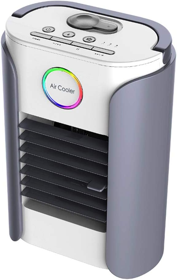 Household Air Cooler Personal Air Conditioner USB Portable Mini Air Conditioner with Humidifier 4 Colour LED Light for Office Dormitory Home Travel