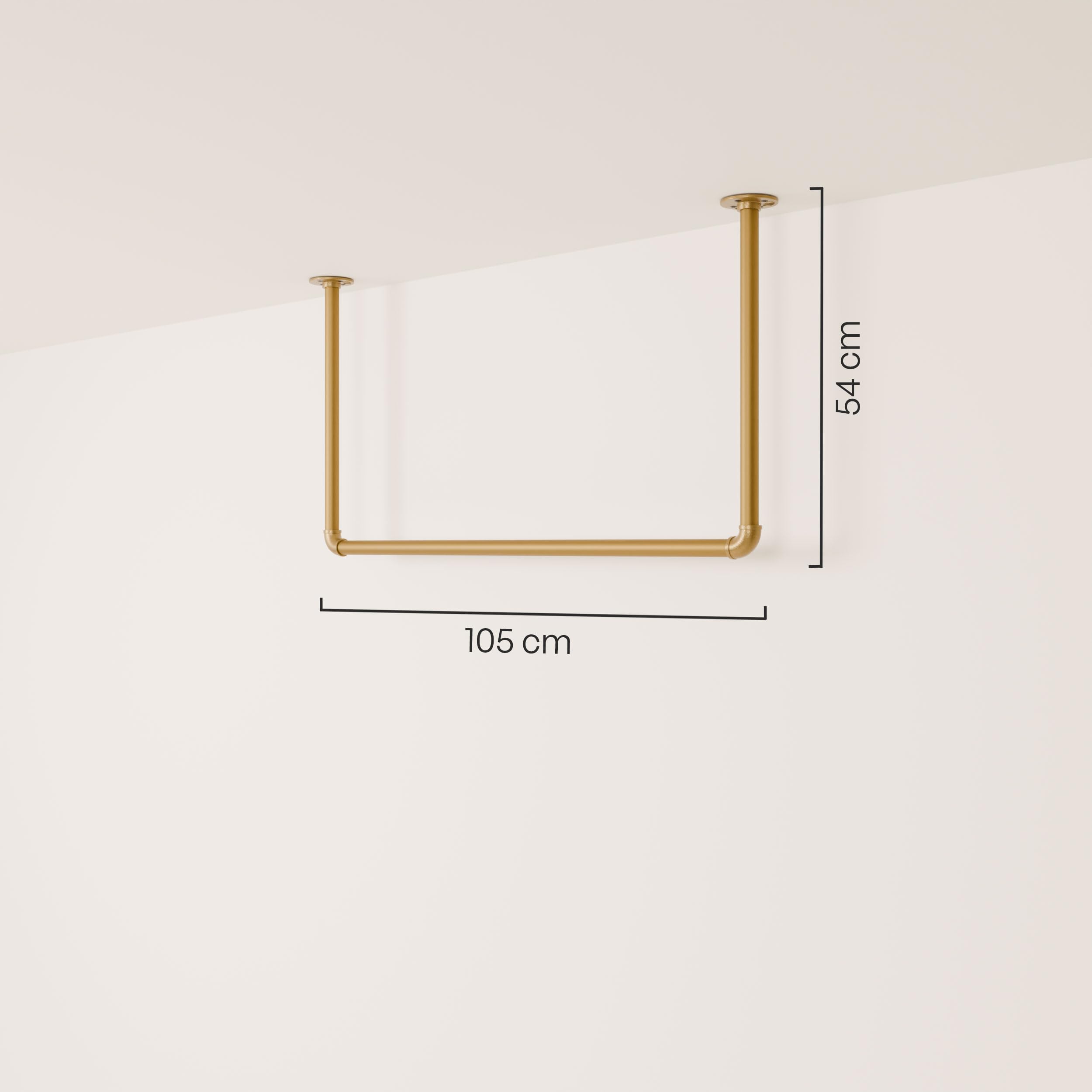 pamo Kleiderstange Deckenmontage Gold – 105x54 cm – Garderobenstange Decke