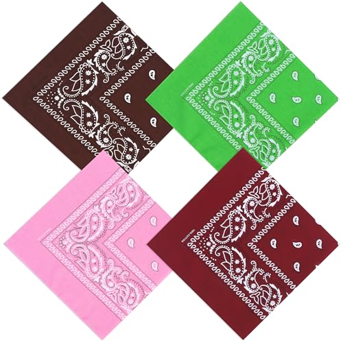 Image of Mochabao 100% Cotton 27 inch x 27 inch Large Bandanas for Men & Women, Multi-Purpose Bandana Headbands, Square Head Scarf