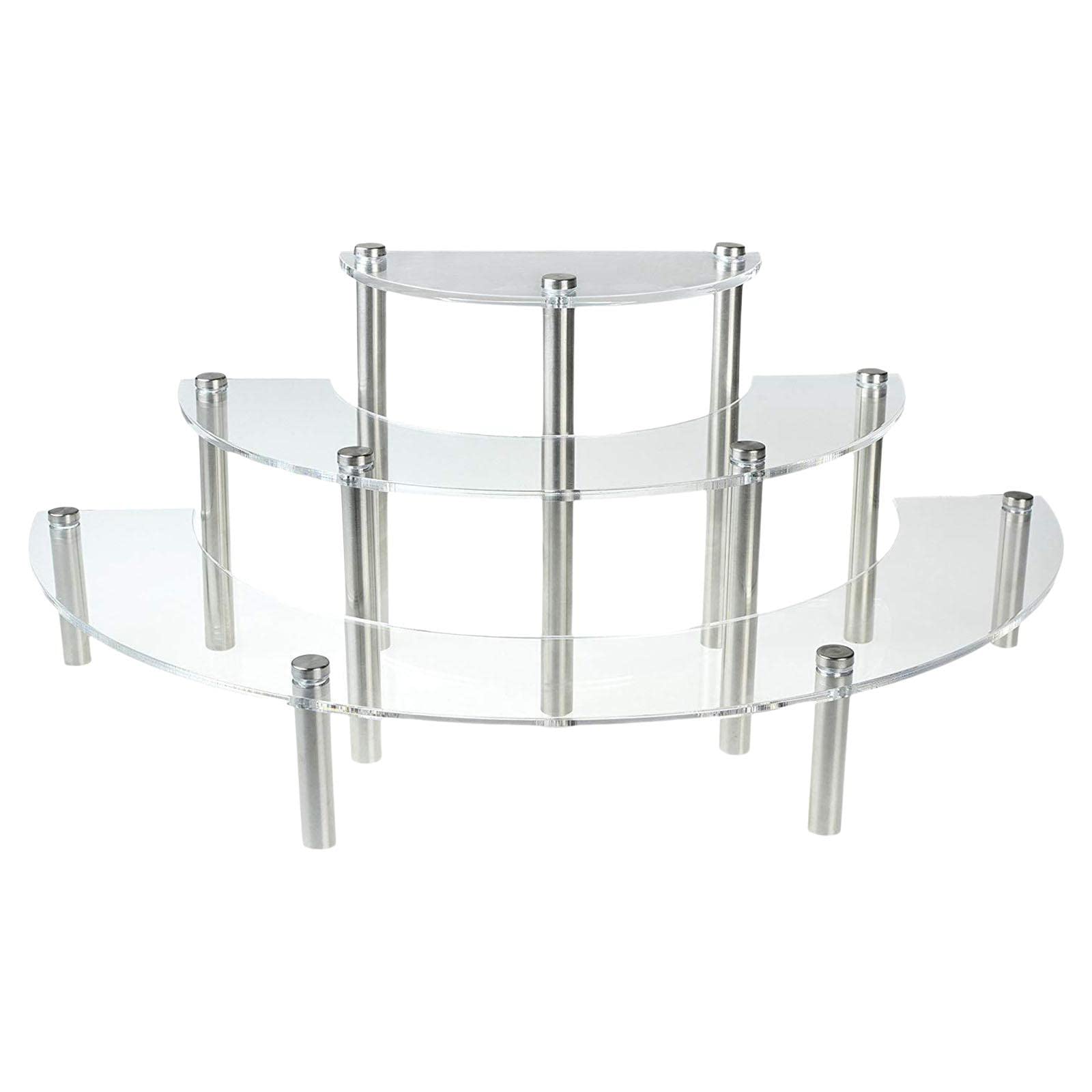 Acryl Display Stand Figurenregal Sammlerregal Cupcake Treppenregal mit Metallbeinen Stabil Abnehmbar für Desserttisch Sammlerstücke Heimdekoration, klar
