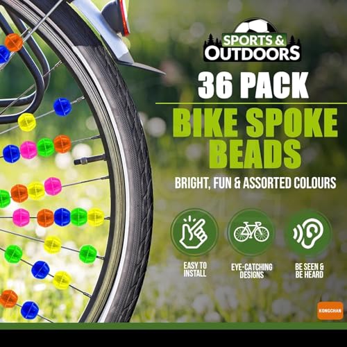 36 Pcs Colorful Bike Spoke Beads | Kids Bicycle Wheel Decorations | Easy Clip-on Plastic Spokey Dokeys for Boys & Girls (Multicolor)