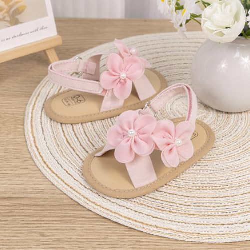 Image of Miamooi Infant Baby Girls Boys Sandals Summer Bowknot Crib Shoes Toddler Pu Leather Flower Soft Rubber Sole Dress Flats First Walker Shoes