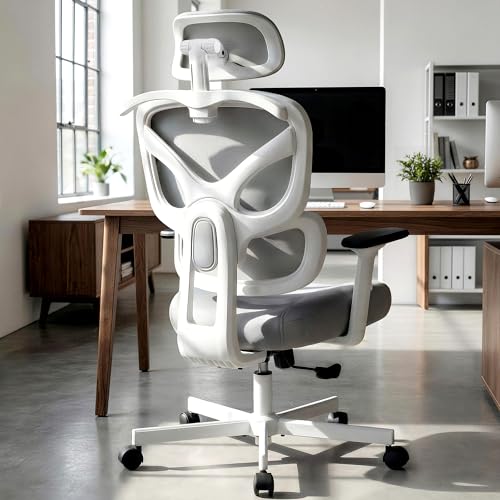 AreShark Ergonomic Office Chair - High Back Breathable Mesh Desk Chair with Lumbar Support & Adjustable Headrest - Rolling Swivel Reclining Comfy Computer Gaming Chair with 2D Armrests for Home Office