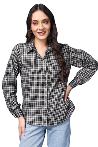 Image of POPWINGS Casual Checks Print Shirt for Women | Cotton Full-Sleeves Women Shirt | Summer Shirt for Women | Stylish Shirt for Women