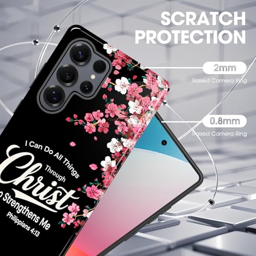 CICPLKSE for Samsung Galaxy S26 Ultra Case, Shockproof Dual Layer Soft TPU + Hard PC Protective Cover, Raised Camera & Screen, Glossy Slim Grip for Women Girls,Floral Christian Quote - image 4