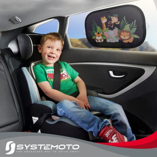 5. Bild von Systemoto Sonnenschutz Auto Baby - Extra dunkel - Zertifizierter UV-Schutz - 2er Set Autofenster Sonnenschutz für Kinder (Wildlife)