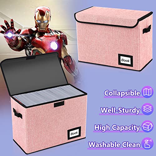 Image of 5 Pack Comic Book Storage Boxes, 15.8 inch X 7.8 inch X 11.8 inch, Collapsible Comic Short Box, Holds 160-180 Collection Comic Book Container Holder Shelf Protector Organizer Bin (Pink)