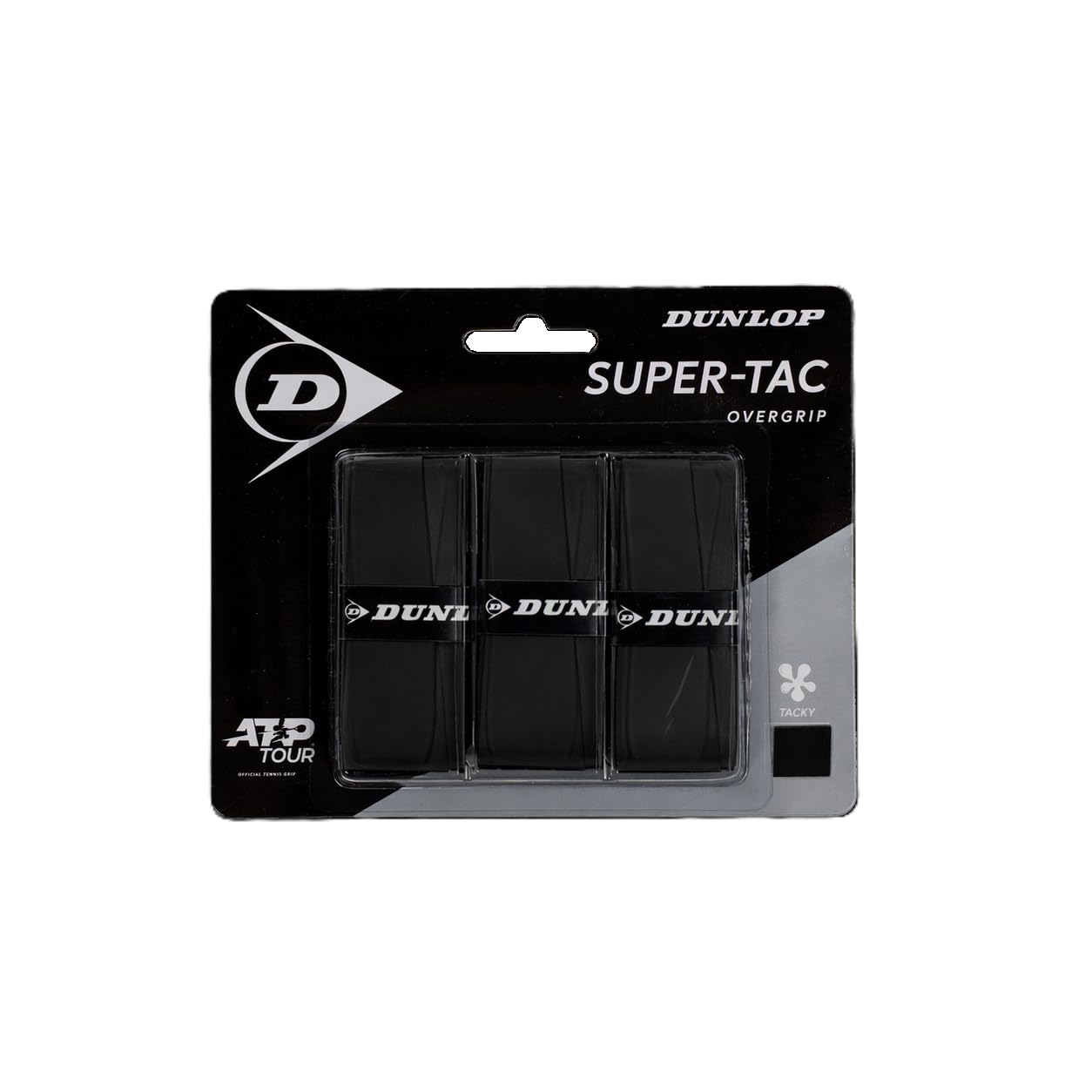 Dunlop Super Tac Tennis Overgrip, Black, 3-Pack Blister โ Tacky Feel, High Absorption, Enhanced Racket Control