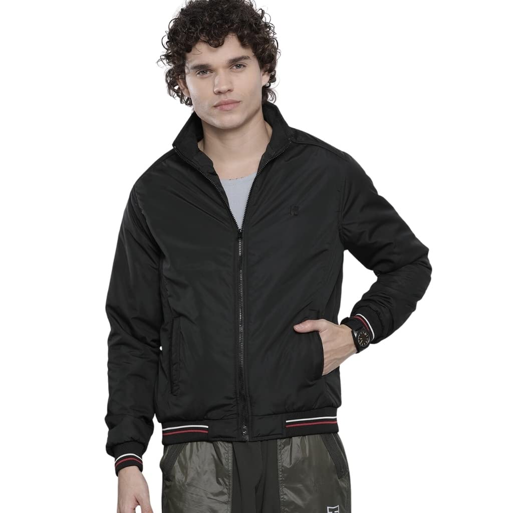 the indian garage co Men Polyester Standard Length Slim Fit Solid Bomber Jackets-picture-34