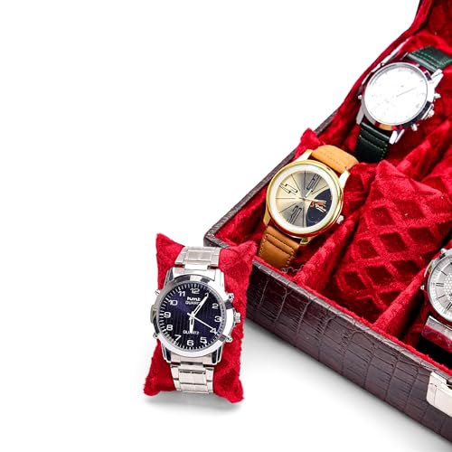 Image of NAAZS Luxury 12 Slot Watch Organizer Box for Men-Leather Storage Case with Transparent Lid & Soft Velvet Lining-Wrist Watch Display Box, Jewelry Holder, Travel Case-Perfect Gift for Collectors