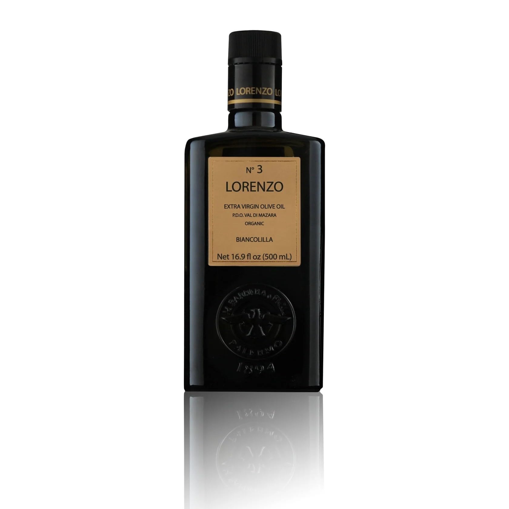 LORENZO Nº 3 | Huile d'olive extra vierge biologique, variété Biancolilla - Bouteille de 500 ml