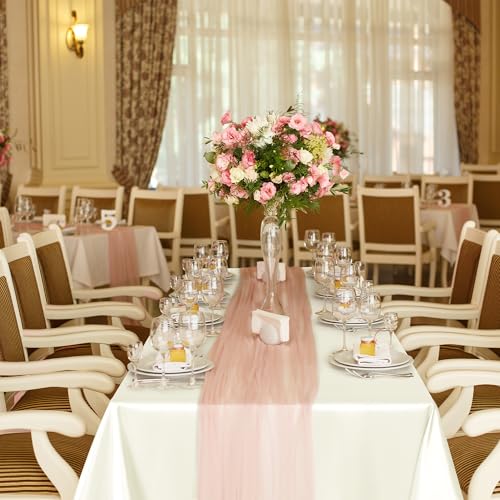 Image of TURSTIN 8 Pack Ivory Satin Tablecloth 102 x 58 Inch Overlay Table Cover