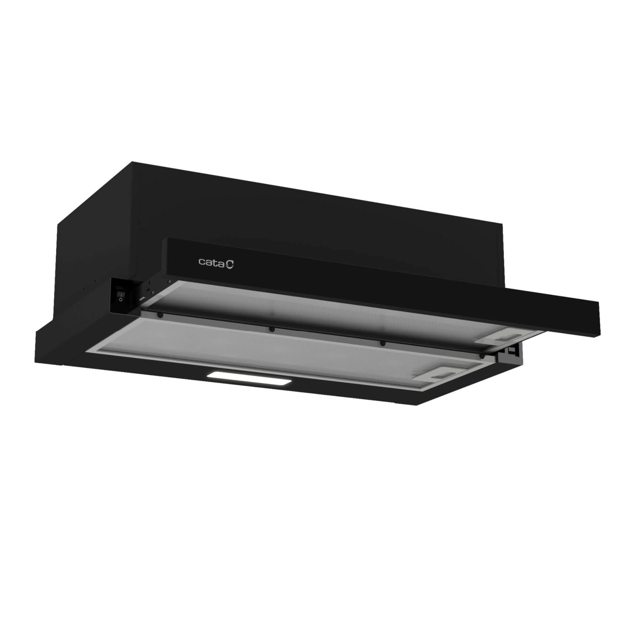 Cata Negro Campana Extractora Tfb-5160 Bk Panel De Control Mecánico 2 Niveles De Extracción Motor Extra Silencioso Iluminación Led Fácil Instalación Ancho 59.5 Cm Mínimo Consumo 65W Acabado Cristal