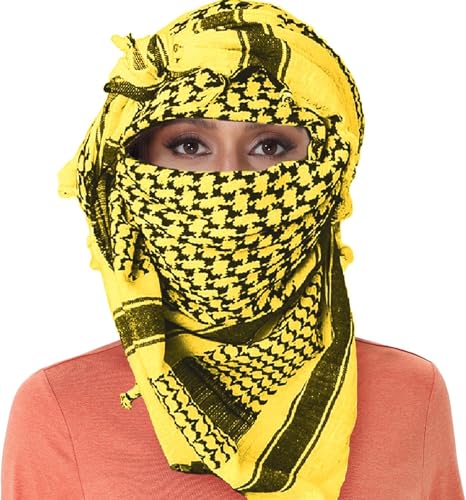 Image of Cotton Shemagh Keffiyeh Scarf - Lightweight Tactical Desert Head Neck Wrap, Sun Protection Outdoor Scarf for Summer Hiking