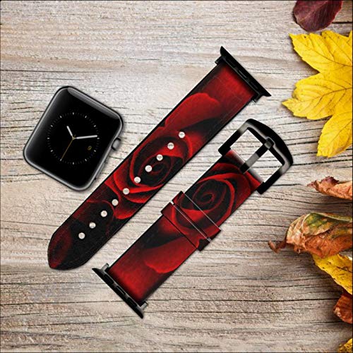 Amazon.com: CA0493 Red Rose Leather & Silicone Smart Watch Band