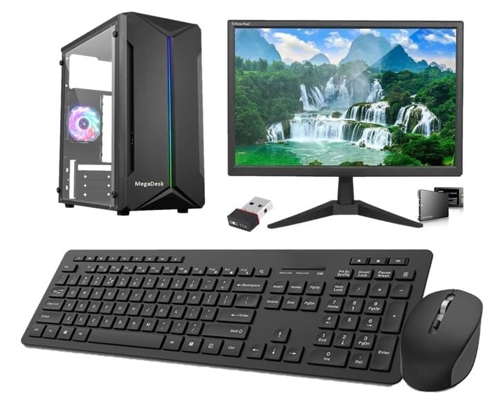 all-in-one desktop computer set, i7 3700, 8 gb ram, 256 gb ssd, 1 tb hdd, 19" hd led monitor, wireless keyboard & mouse, wifi, windows 10, ms office (8-128gb)