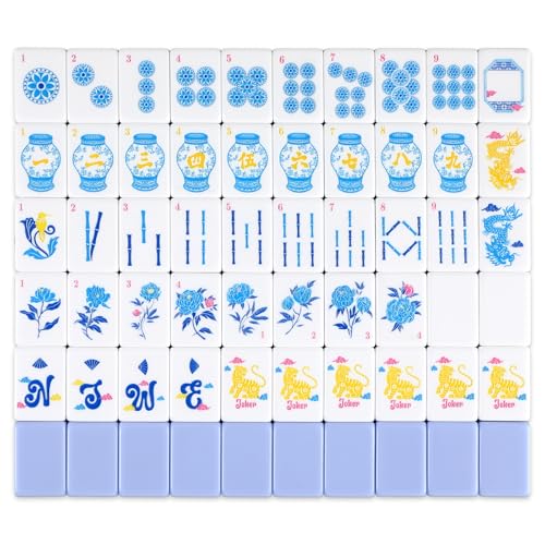Juego de Mesa American Mahjong Azul con 160 Fichas y Bolsa