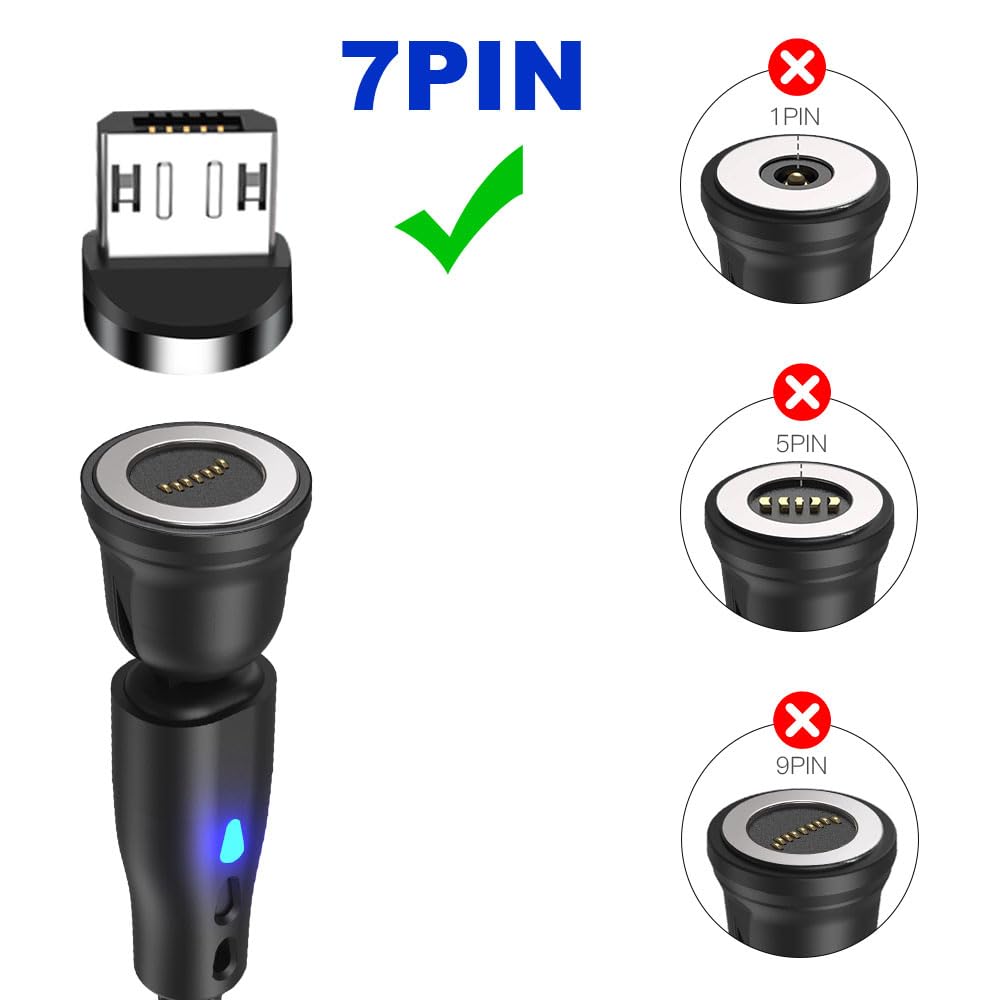 AXFEE 3 Pezzi Connettori Magnetici, Trasferimento Dati a Ricarica Rapida Micro USB, per Rotondo 7 Pin Cavo di Magnetica, Compatibile con Micro USB(Senza Cavi Magnetici)