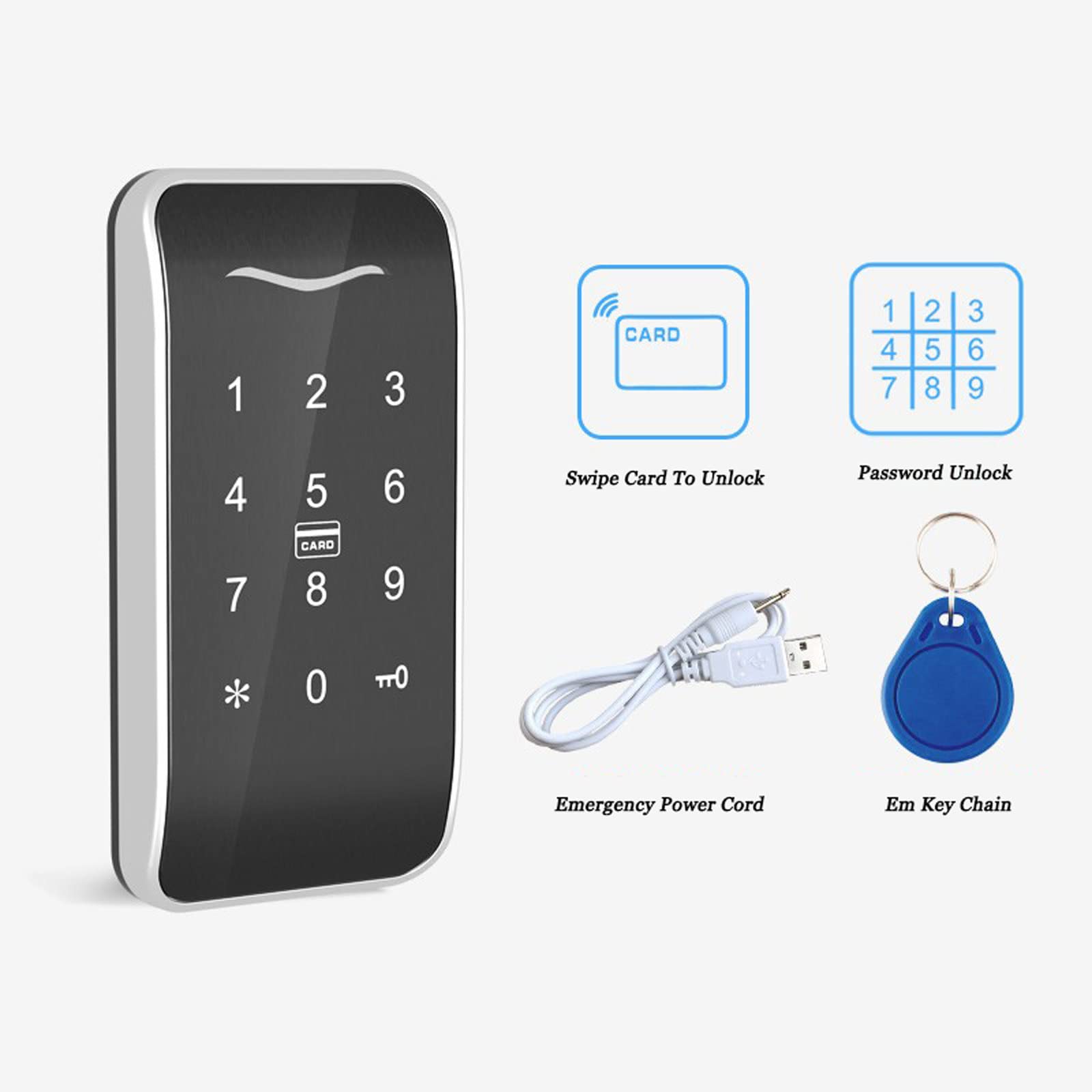 Cerrar Cerradura inteligente electrónica oculta, candado inteligente, tarjeta RFID, contraseña, teclado táctil para armario, archivador, cajón, contraseña sin llave para armario de puerta