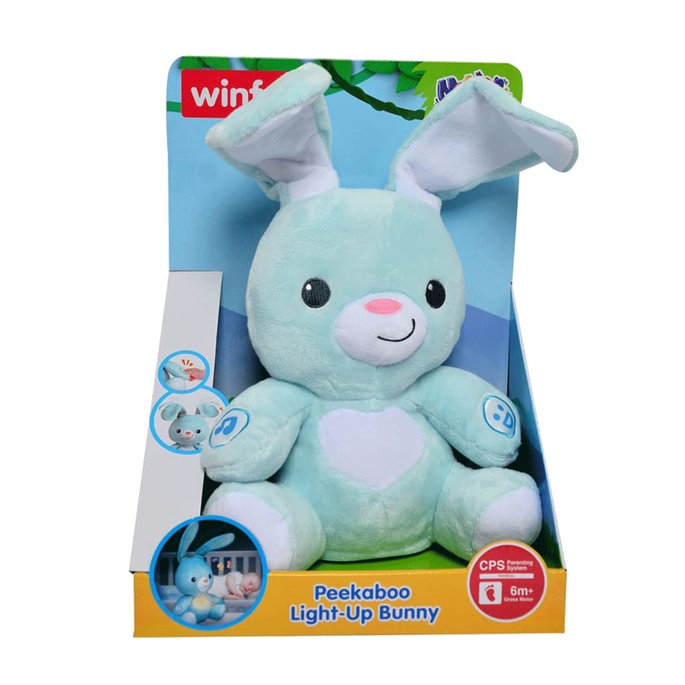 Winfun Peekaboo Light-Up Bunny – Interactive Plush with Peekaboo Sounds & Flashing Lights | Hide-and-Seek Plush with Lights & Sound Effects | Toy with Sound & Movement | For Infant Ages 6 Months+