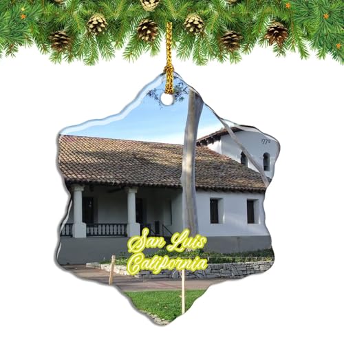 Nogytize San Luis California Décoration de Noël en céramique à suspendre Motif flocon de neige double face 7 cm