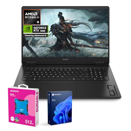 HP OMEN 17.3インチ RTX 5060 AI Pro FHD IPS 144Hz ゲーミングノートパソコン、AMD Ryzen AI 9 365(Beats Intel i9)、NVIDIA RTX 5060、16GB DDR5、1TB SSD、