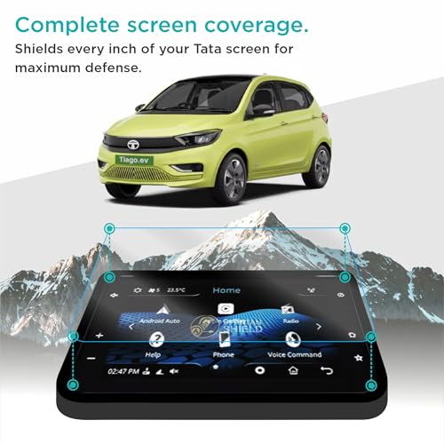 Image of Spartan Shield [2 PACK] Screen Guard For TATA TIAGO EV 2025 Facelift || XT MODEL || 7 Inch Infotainment + Steering Cluster Protector || Anti Scratch | Water Resistant | HD Clear | High Touch Sensitivity | TiagoEv 9H Car Display Accessories [Not Tempered Glass] [Not Compatible with New 2026 Facelift Model]