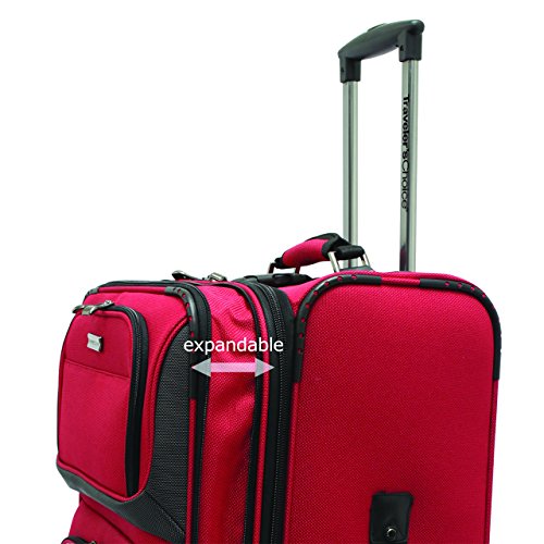 Traveler's Choice Conventional II Softside Expandable Rugged Rolling Upright Suitcase, Lightweight Travel Luggage, Red… - Image 3