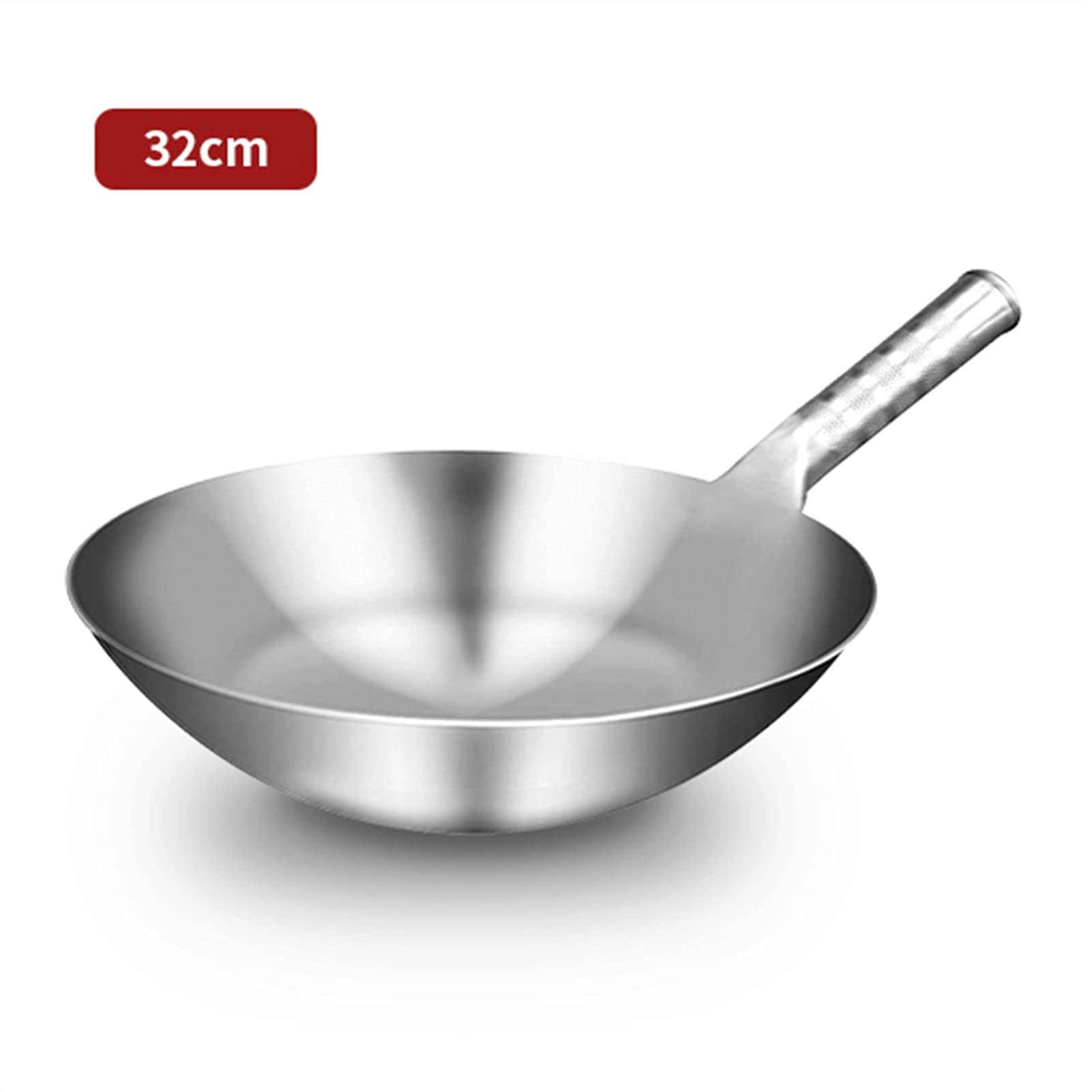 Wok ze stali nierdzewnej, tradycyjna chińska patelnia do kuchenek gazowych, idealna do smażenia i smażenia, trwała i łatwa do czyszczenia
