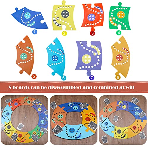 51 Pcs Marble Board Game Jokers And Marbles Game Include 8 Wooden Boards With 1 Dice, 32 Marbles, 2 Pairs Poker Cards And 8 Manuals For Adults Family Games, Suitable For 4-8 Players, Mixed Color #TOP4