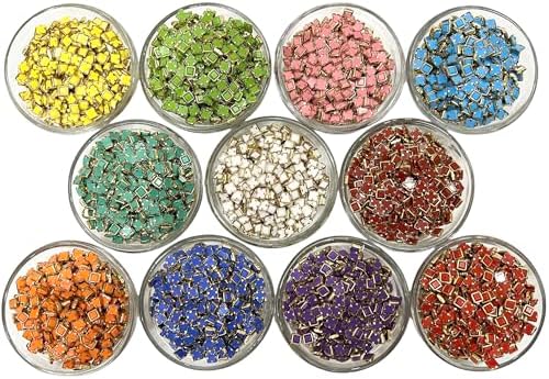 Unikart Colourful Kundan Beads Square Shape 4x4mm for Art & Craft Full Set of 1100 Pieces with Fabric Glue & Storage Box, Multicolor