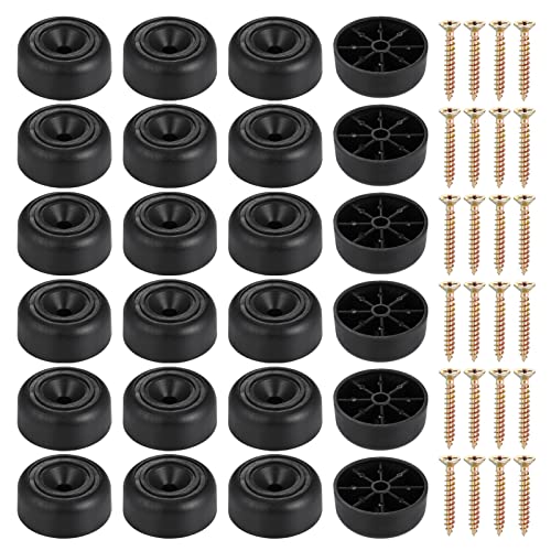 Zocipro Furniture Legs Round, 24Pcs Black Plastic Chair Feet Protectors with 24 Screws