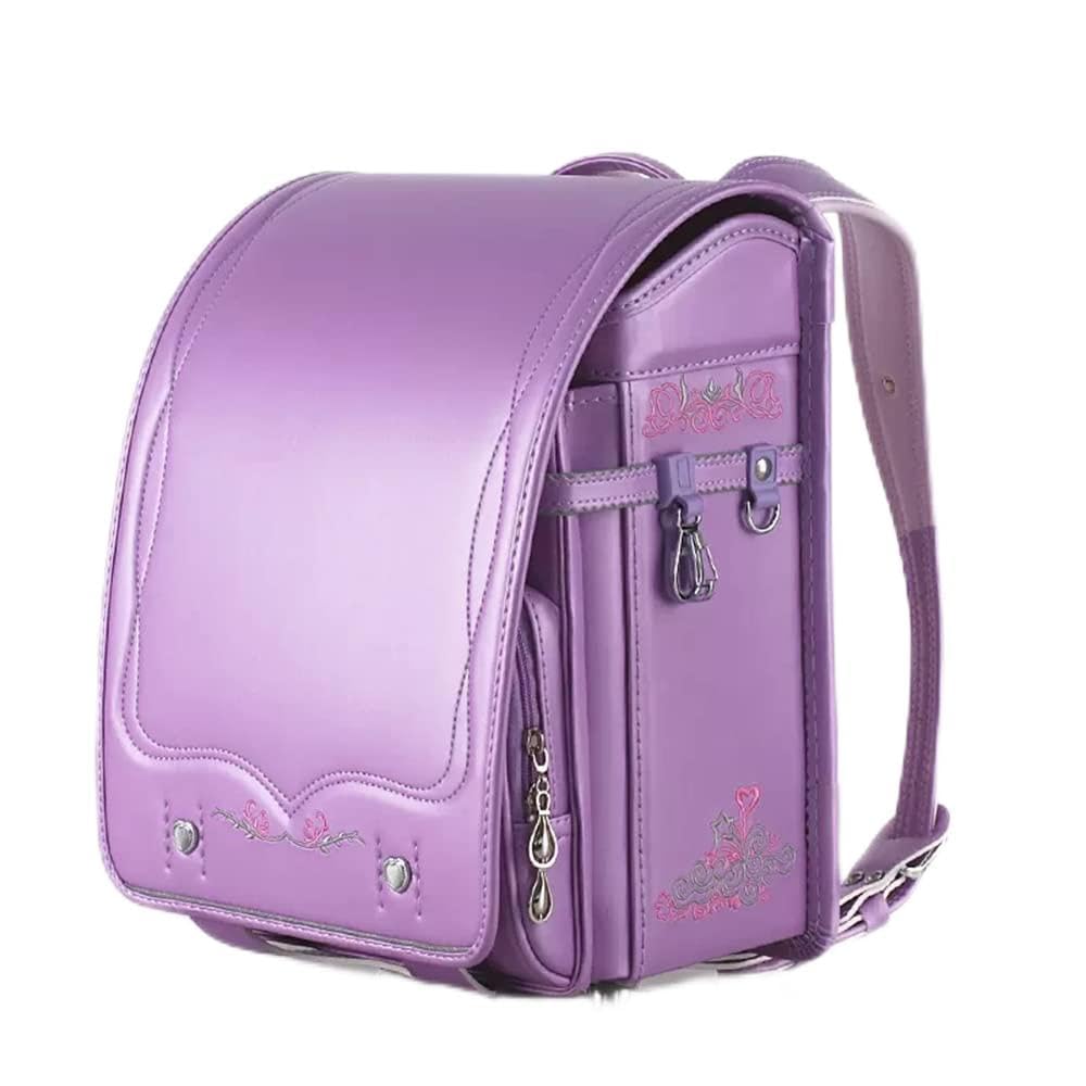 Zaino Scolastico, Zaino Giapponese in PU con Chiusura Automatica, Zaino Leggero, 27 * 20 * 35 cm, rple