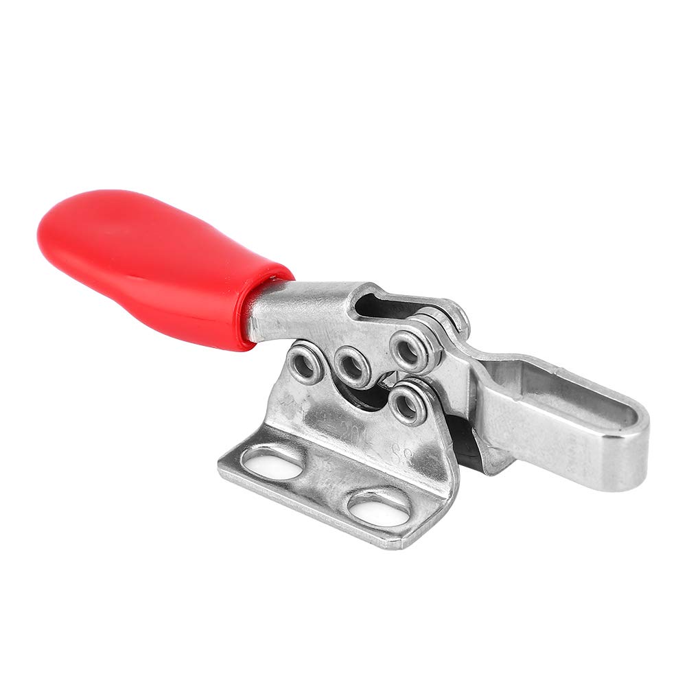 Heavy Duty 304 Stainless Steel Quick Release Horizontal Toggle Clamp with Rubber Holding Bar, 280KG Holding Capacity, Easy Operation for Woodworking, Metalworking, Fixturing