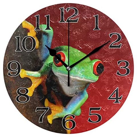 linomo - Reloj de Pared Rana Animales silencioso Cover