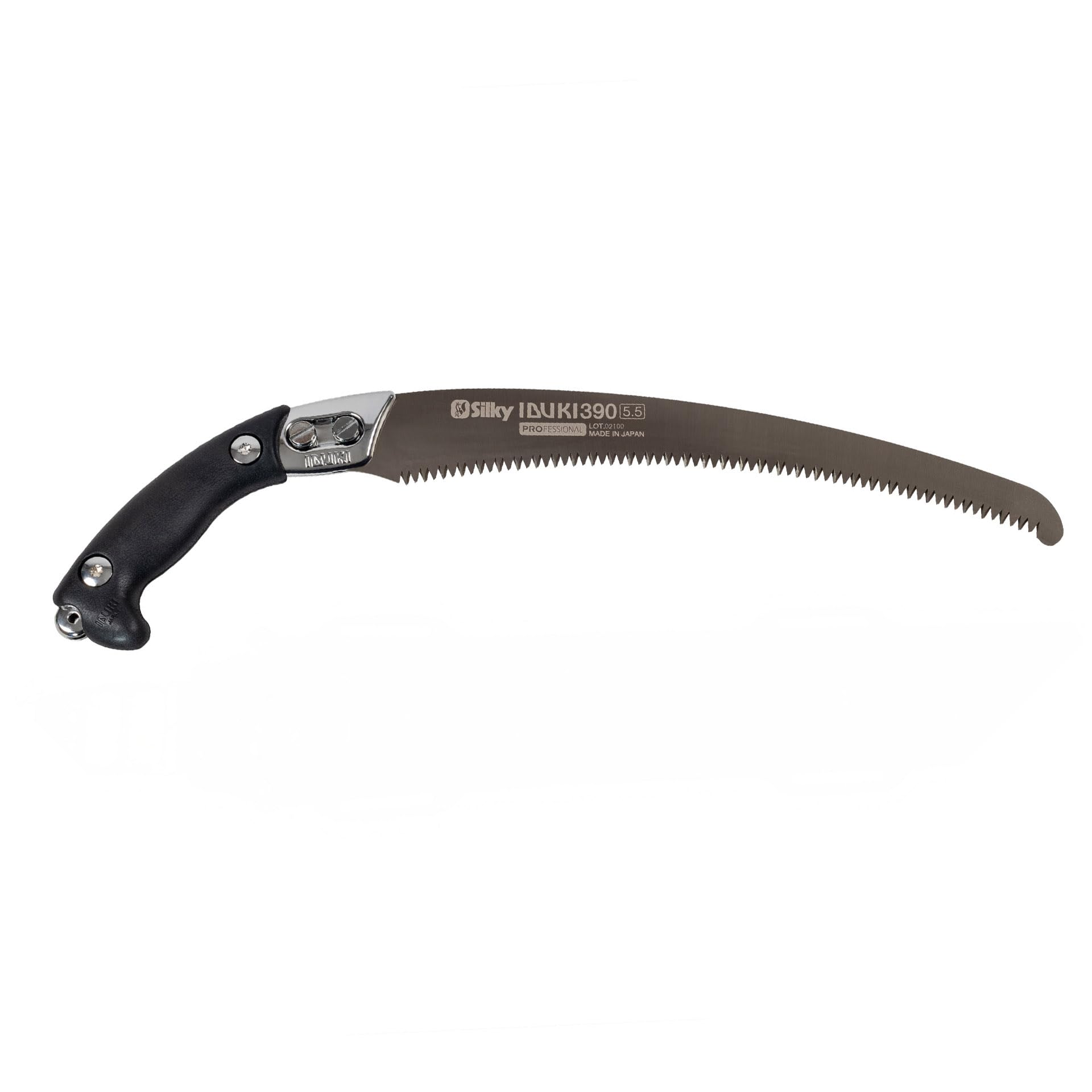 Sega a mano professionale Silky Ibuki, lama Hayauchi da 390 mm molto curva, dentatura Mirai-Me (5,5 denti/30 mm), riaffilabile, per tagli molto rapidi e netti con il minimo sforzo