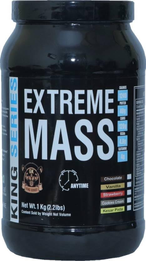 GK KING SERIES Extreme Mass & Weight Gainer for Bulk Gain for Pre & Post Workout with Multi Digestive Enzyme (Chocolate, 1KG/2.2 LBs)