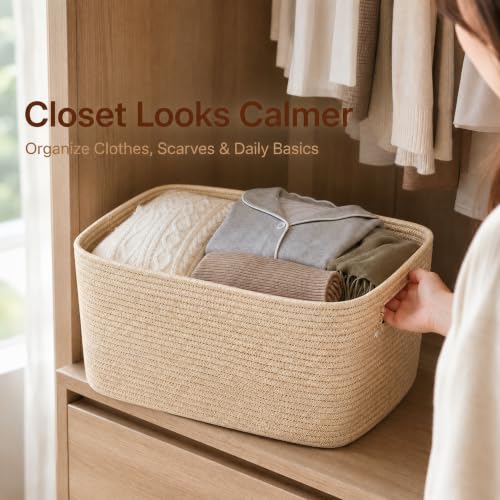 Image of 22.8GAL Xl Extra Large Laundry Basket for Bathroom, Dorm dirty Clothes, Sturdy Portable Aesthetic Boho Cute Woven Storage Shoes Blanket Baskets for Living Room Decor Girls Boys Pets Toys Oatmeal