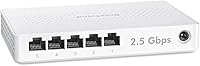 BrosTrend 5-Port 2.5G Ethernet Switch - Fanless Plug & Play, 25Gbps Multi-Gigabit for Gaming PCs, NAS, Consoles, Wall-Mount