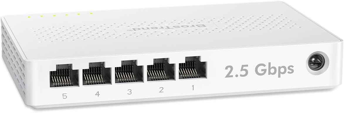 5 Port 2.5GB Switch, Unmanaged Ethernet Switch for Game Console, PC, NAS, etc. 2.5 Gigabit Network Switch Fanless Plug & Play, Multi-Gigabit Switch, Desktop / Wall Mount, Lifetime Protection