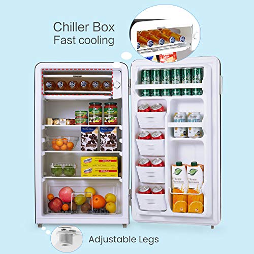 Image of COMFEE' 3.3 Cubic Feet Solo Series Retro Refrigerator Sleek Appearance HIPS Interior, Energy Saving, Adjustable Legs, Temperature Thermostat Dial, Removable Shelf, Perfect for Home /Dorm /Garage [Black]