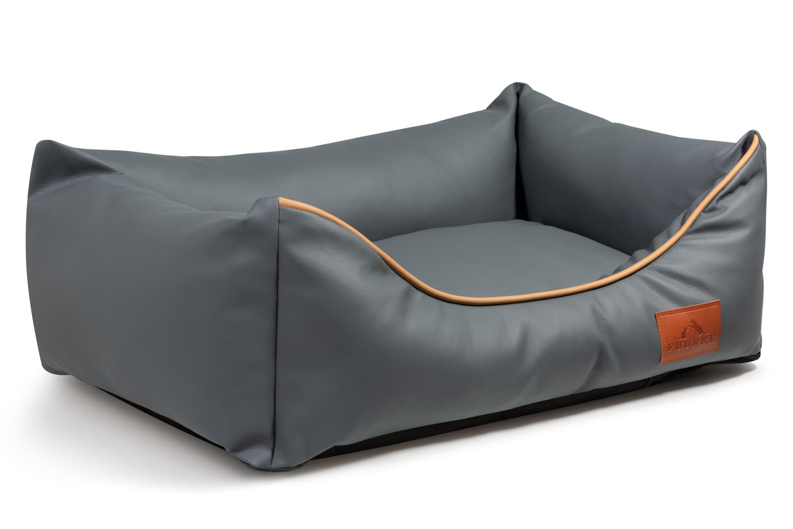 Divano Chic: cuccia per animali di lusso | ecopelle impermeabile, rivestimento rimovibile | taglie S, M, L | Perfetto per cani e gatti (fumoso, L (100 x 80 cm)