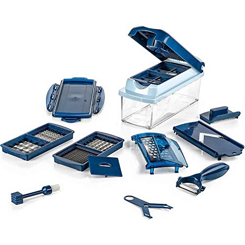Genius Nicer Dicer Plus Cortador y rallador de Frutas y Verduras, 14 Piezas, Cortador de cebollas, Patatas y Tomates